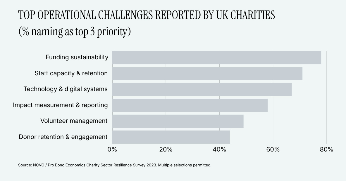Source: NCVO / Pro Bono Economics Charity Sector Resilience Survey 2023. Multiple selections permitted.